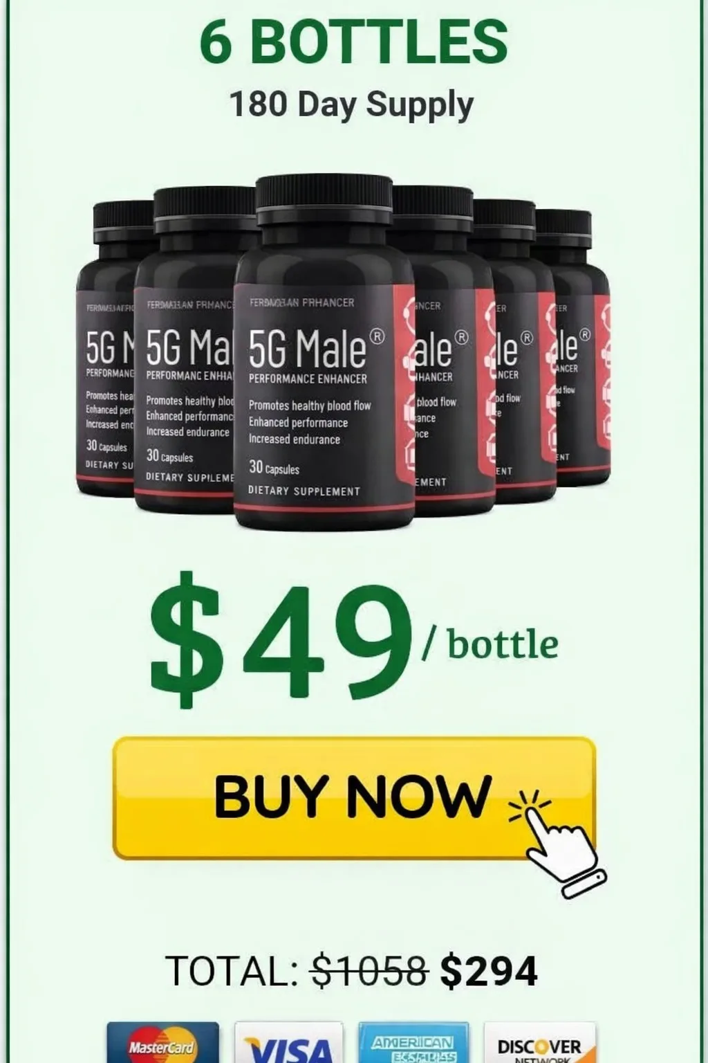 Six bottles of 5G Male, a six-month supply